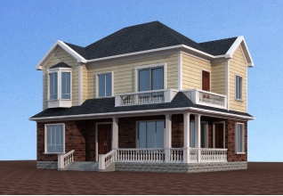 135平方米新農(nóng)村自建二層別墅CAD設(shè)計圖紙及外觀圖，15x10米