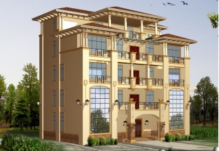 230平方農村四層別墅設計施工圖紙及效果圖，20x14米