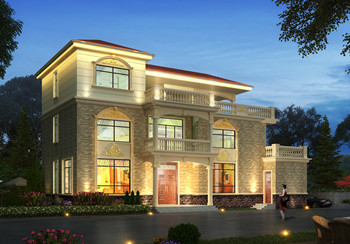 40萬(wàn)左右農(nóng)村三層樓房設(shè)計(jì)圖，帶露臺(tái)，占地190平方米