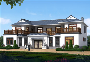 260平方米兩層帶車庫四合院房屋設(shè)計圖紙及效果圖