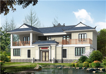 160平方米現代新農村四合院兩層別墅施工圖紙及效果圖