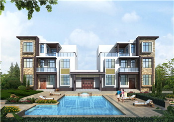 兄弟雙拼別墅設(shè)計戶型圖及設(shè)計方案圖，帶外觀效果圖，外觀好看