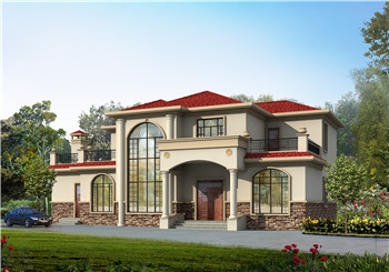 歐式二層別墅平面圖，全套cad設(shè)計圖紙和外觀效果圖