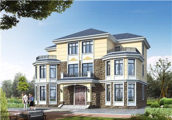 雙戶168平方米小戶型新農(nóng)村雙拼樓房設(shè)計(jì)建筑圖紙帶外觀圖