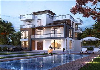 超現代時尚新農村三層半房屋設計圖紙帶外觀圖片