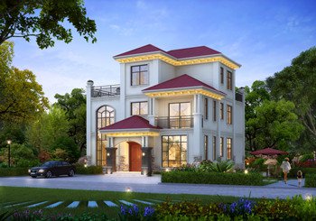 鄉(xiāng)村最美三層別墅設(shè)計(jì)圖自建房戶型，外觀圖精致漂亮