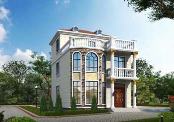 面寬不到8米的農村二層半別墅建筑圖紙及效果圖