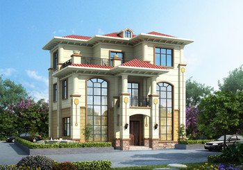 100平內(nèi)的三層豪華歐式別墅房屋設(shè)計圖紙 ，簡歐風(fēng)格