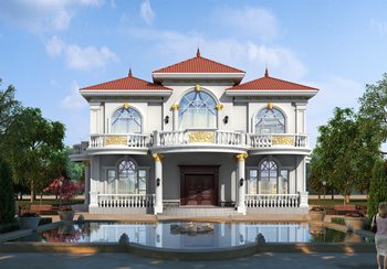 巴洛克風(fēng)格農(nóng)村二層別墅設(shè)計圖（偏法式），對稱式設(shè)計，太講究了