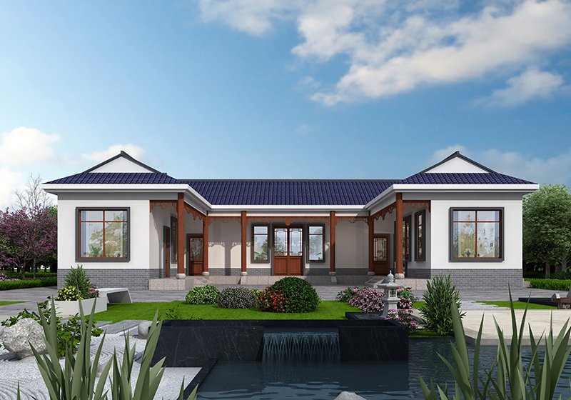 農(nóng)家中式小院一層三合院自建房，布局寬敞大氣又舒適