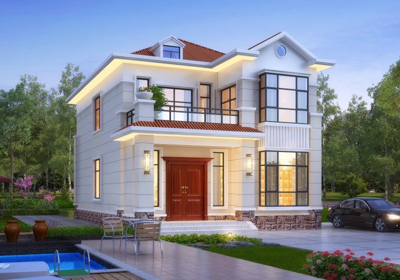 適合小面寬宅基地的兩開間別墅設(shè)計(jì)圖，8.5米乘13.5米