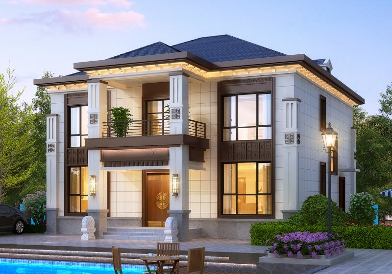 農村二層住宅別墅設計圖，貼心實用，12.8米乘14.5米