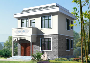 農(nóng)村簡單兩層別墅房屋設(shè)計圖紙(含外觀效果圖)