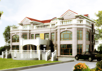 二層半雙拼別墅設計圖紙（效果圖+建筑圖+結構圖），帶屋頂花園