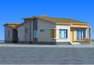 196平方米鄉村一層別墅設計圖紙帶效果圖，11X21米