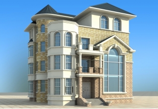 地中海風(fēng)格農(nóng)村四層別墅設(shè)計(jì)圖紙，帶外觀效果圖