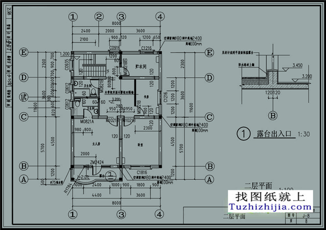 80平方米二層農村cad設計圖紙及效果圖大全