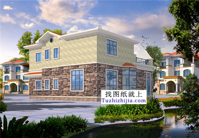 165平方米地中海風格二層別墅設計圖紙,15x12米