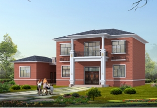 125平方米清新實用型新農村二層小別墅設計圖紙帶效果圖13x10米