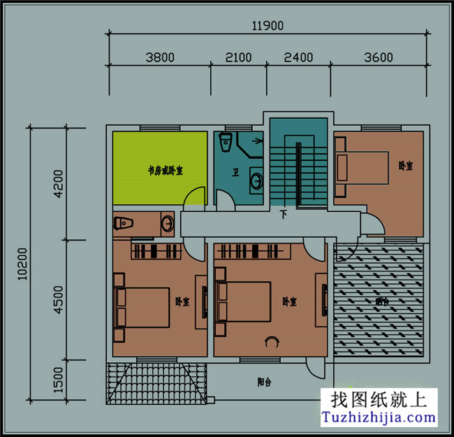 110平方米二層自建小別墅設(shè)計(jì)CAD施工圖紙帶效果圖,12x13米