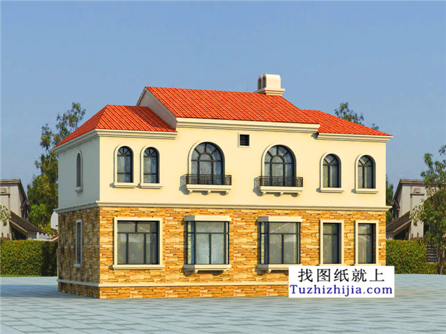 115平方米歐式經典二層小別墅CAD設計圖紙帶外觀效果圖13米*8.36米