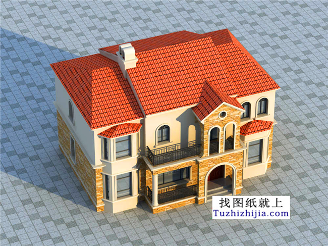 115平方米歐式經典二層小別墅CAD設計圖紙帶外觀效果圖13米*8.36米