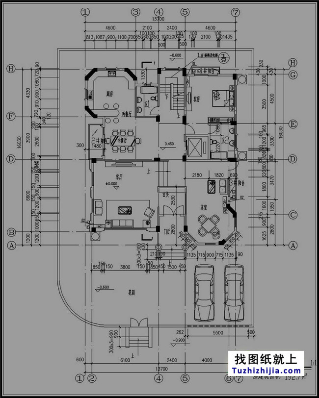 高檔四層帶塔樓歐式別墅設計圖紙