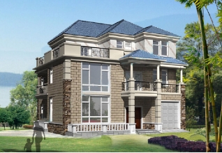 210平方米新農村三層別墅設計圖紙，含外觀效果圖，帶車庫