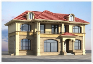 127平方米歐式實用型自建二層別墅設計CAD圖紙14.74米*9.34米