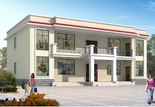 165平方米河南二層平屋頂房屋設計圖紙帶外觀效果圖17x11米