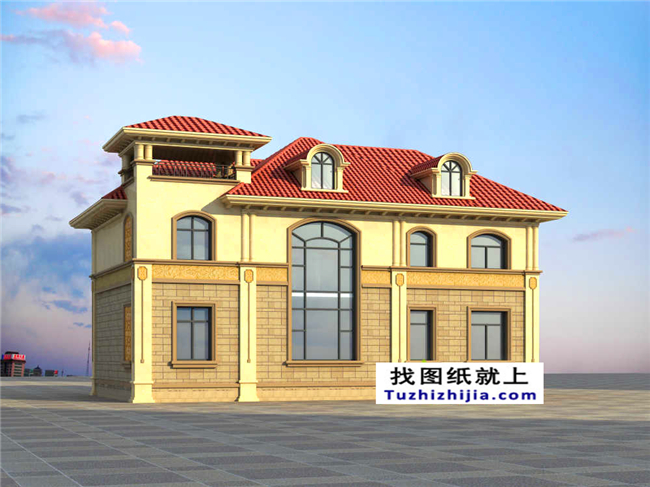 127平方米歐式實用型自建二層別墅設計CAD圖紙14.74米*9.34米