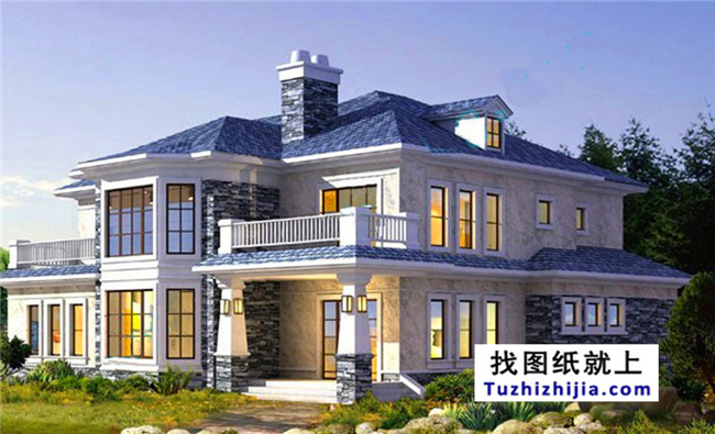 138平方米兩層別墅CAD設計圖紙及效果圖，13x11米