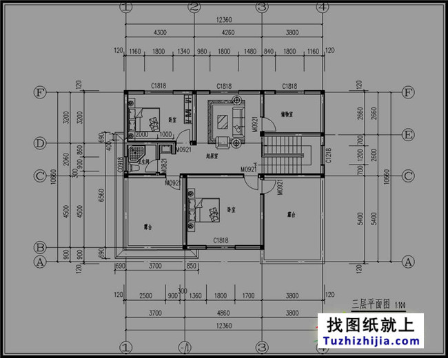 新農村三層房屋cad建筑設計圖紙
