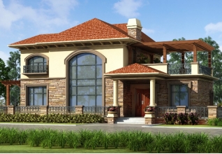 全套美式自建二層別墅設(shè)計(jì)圖紙，帶外觀效果圖18.3米*10.7米