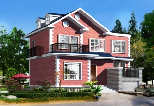 169平方米清新二層別墅建筑設計圖紙及效果圖13x13米