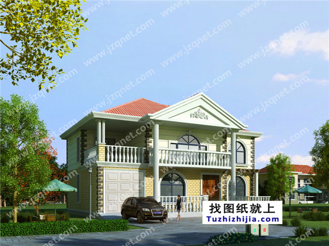 186平方米二層自建別墅設計施工圖紙及外觀效果圖,15x13米