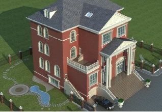 325平方米農(nóng)村四層雙拼別墅設(shè)計圖紙及效果圖，20X17米