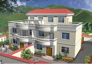 190平方米雙拼樓房設計施工圖紙帶外觀，18x11米