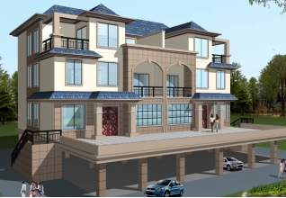 235平方米三層雙拼別墅施工設計圖紙，19x12米