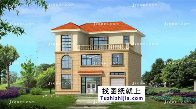 經典三層小別墅設計圖紙(效果圖+全套cad建筑圖)