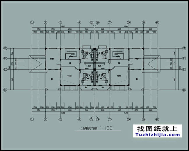 148平方米新農村復式框架三層雙拼歐式別墅設計圖紙,15米x10米