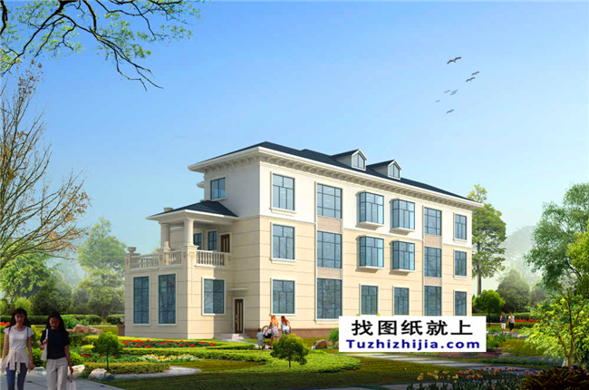 148平方米新農村復式框架三層雙拼歐式別墅設計圖紙,15米x10米