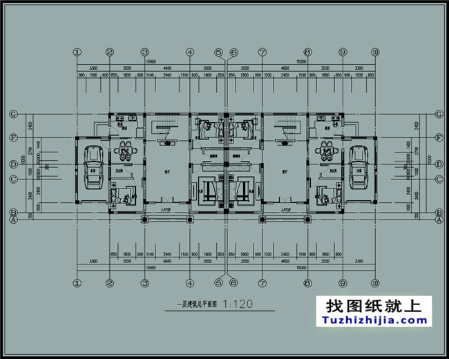 148平方米新農村復式框架三層雙拼歐式別墅設計圖紙,15米x10米