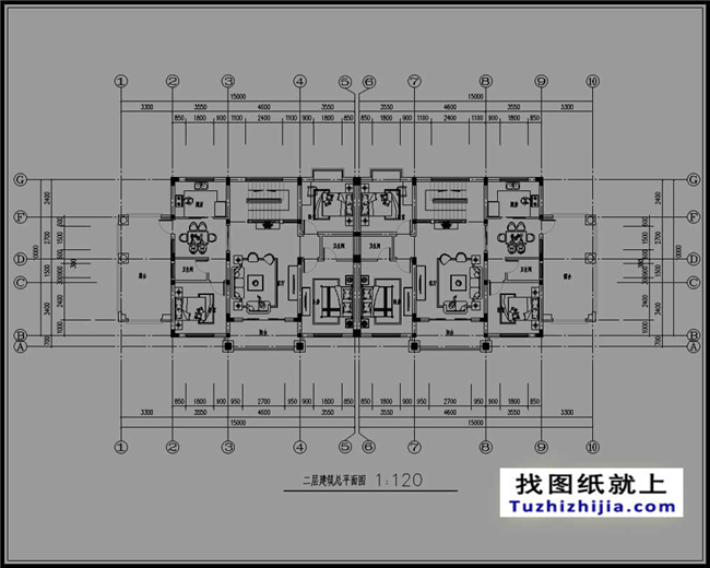 148平方米新農村復式框架三層雙拼歐式別墅設計圖紙,15米x10米