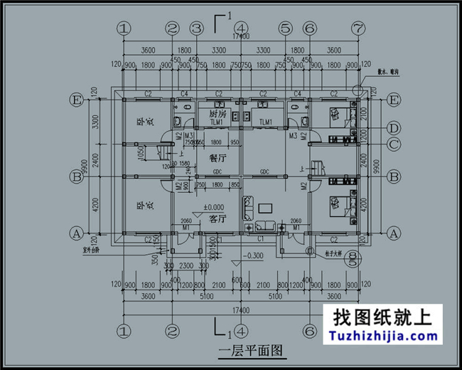 180平方米湖南農村雙拼小別墅設計圖紙帶外觀圖,17X10米