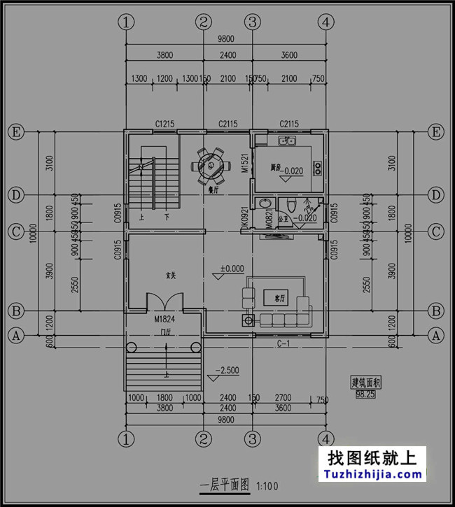 100平方米自建三層半別墅設計圖紙