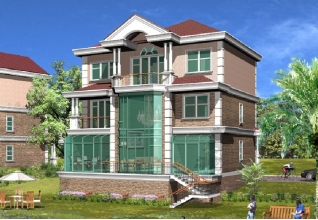 225平方米三層新農(nóng)村建筑設(shè)計(jì)圖紙及效果圖13X19米