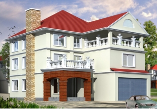 160平方米三層帶車庫別墅設計CAD圖紙及效果圖12X15米