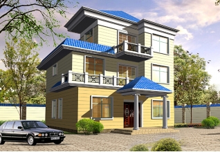 120平方米新農(nóng)村三層別墅施工圖紙及效果圖11X11米