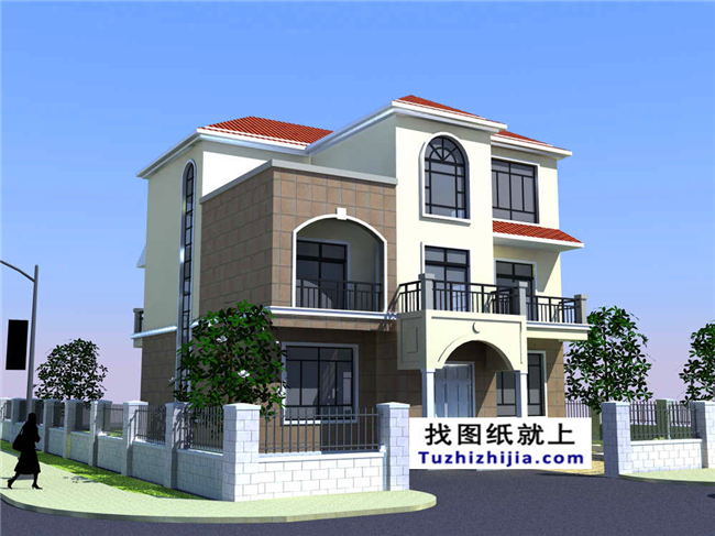 140平方米新農村三層樓房建筑設計圖帶外觀圖,12X13米